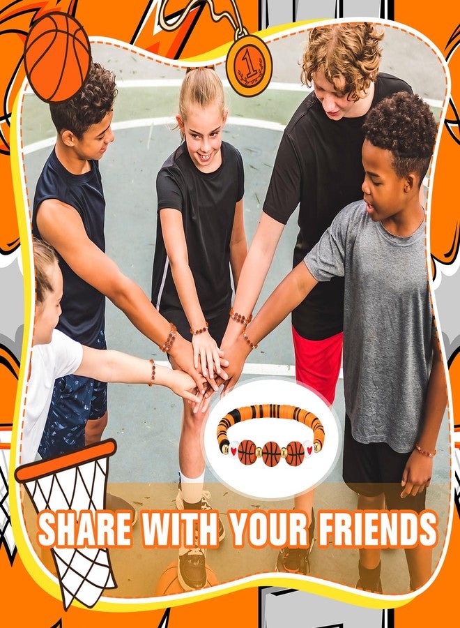 Ecation 20 Set Basketball Bracelets Basketball Gifts Sport Bracelets Team Gift Basketball Bead Bracelet with Inspirational Card for Sport Basketball Team Lovers Players Gifts (Orange,Black) - Image 5